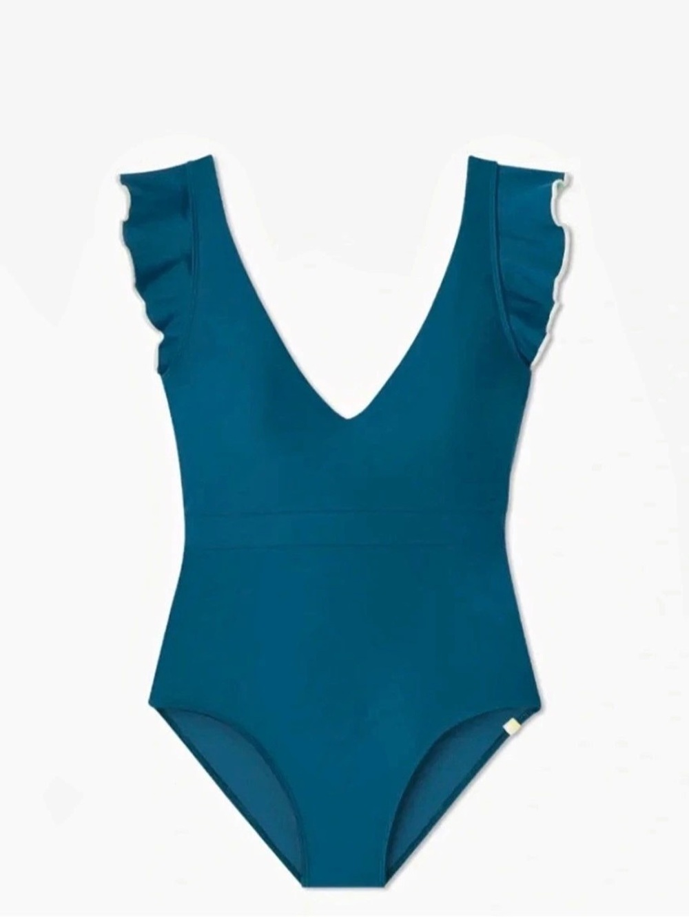 summersalt Ruffle Backflip One Piece in teal seaweed size 8 Long Torso